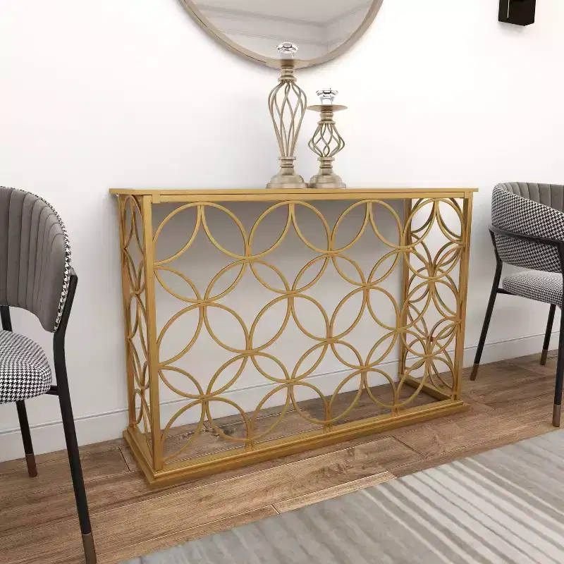 Iron and Mirror Console Table Gold 47