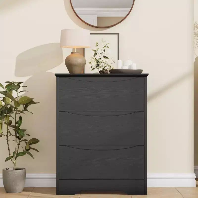 Modern Dresser with 3 Spacious Drawers 23.6x14.2x29.5, Hidden Handles for Bedroom & Living Room