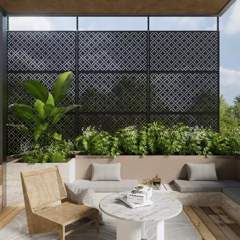 MAYEERTY Galvanized Steel Privacy Screen Outdoor and Indoor Divider Freestanding Decorative Screen for Balcony Garden 1pcs