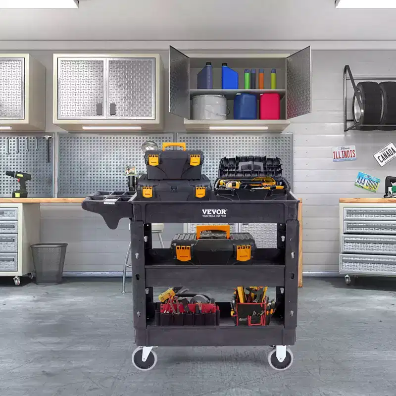 3-Shelf 550LBS Heavy Duty Rolling Utility Cart with 360° Swivel Wheels