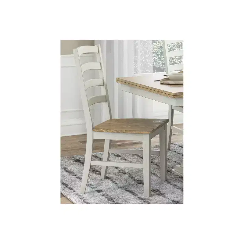Signature Design by Ashley Westlinport Dining Room Side Chairs, Set of 2, White Frame with Brown Contoured Wood Seat