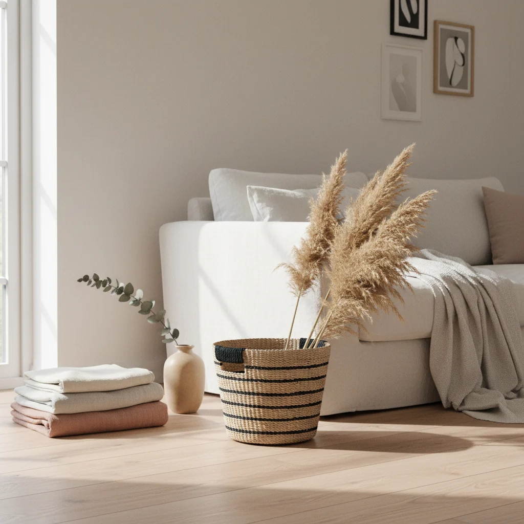 Black + Natural Striped Tapered Basket - Modern Baskets