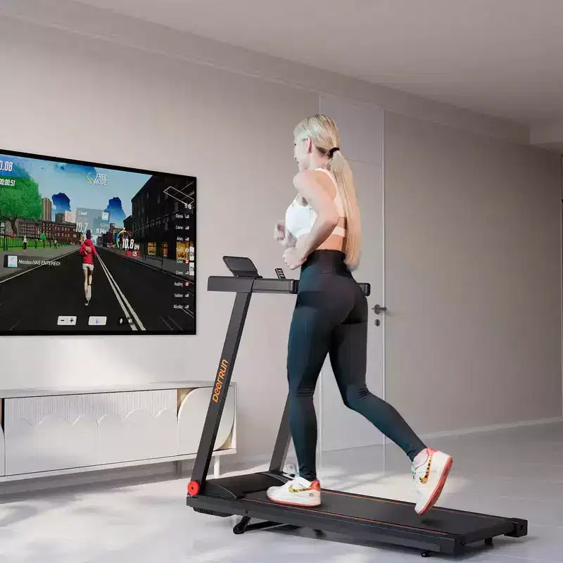 DeerRun A1 Ultra Folding Smart 6% Incline Treadmill 0.6-7.5mph 39.37*16.53 Inch Belt Treadmills