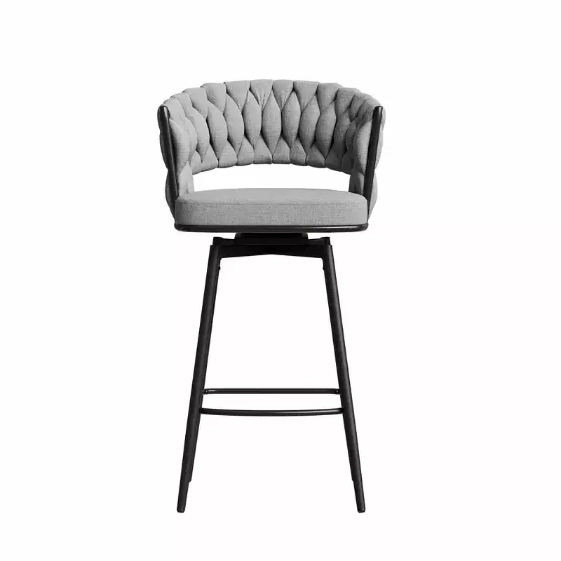 26 Gray and Black Fabric and Metal Counter Height Swivel Bar Chairs