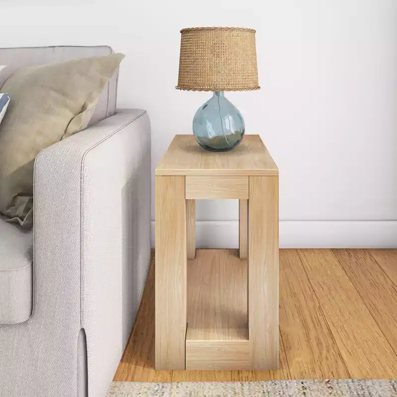 Plank+Beam Modern Rectangular Side Table with Shelf, 25, Solid Wood Table with Storage