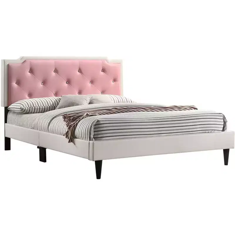 Passion Furniture Deb Jewel and Tufted Full Panel Bed