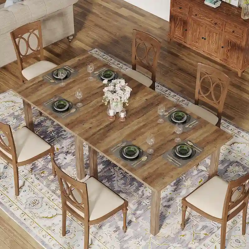Country Rustic Square Dining Table with Solid Wood Legs - 39.4D x 39.4W x 30H