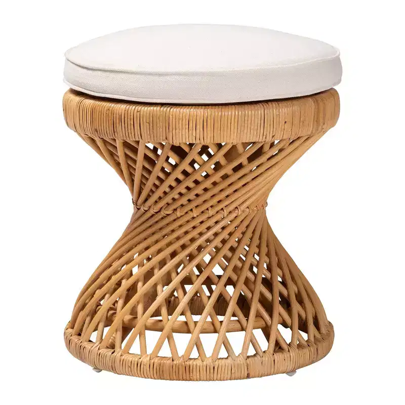 bali & pari Borneo Rattan Footstool Light Honey