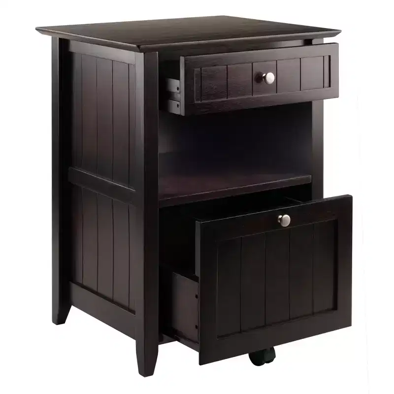 Burke File Cabinet Coffee Finish - Winsome: Solid Wood, Composite, 2 Drawers, Legal/Letter Size, Caster Base