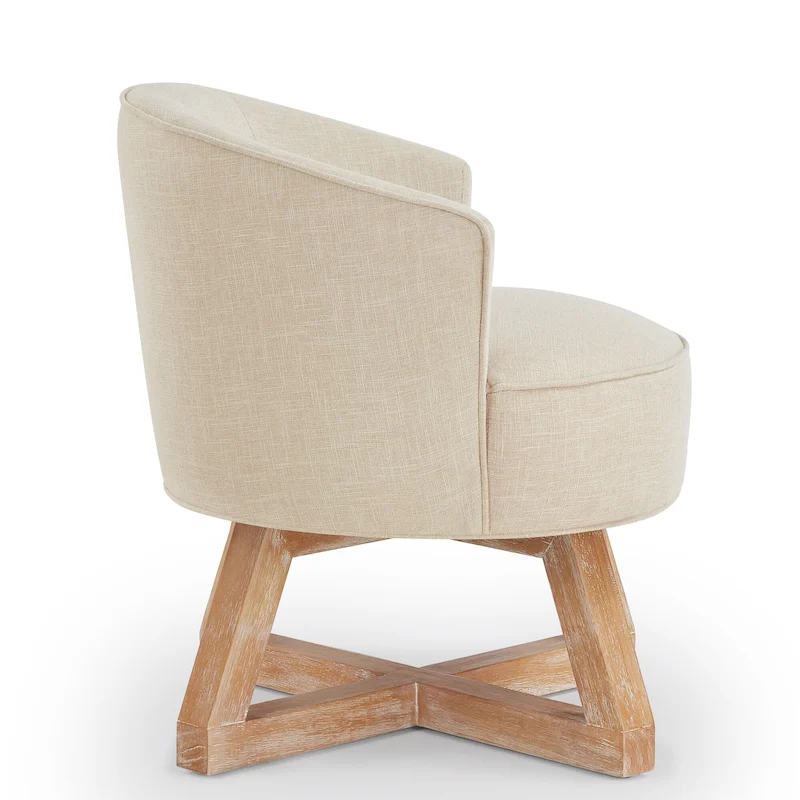 GDFStudio Swivel Accent Chair with Cross-shaped Wooden Base