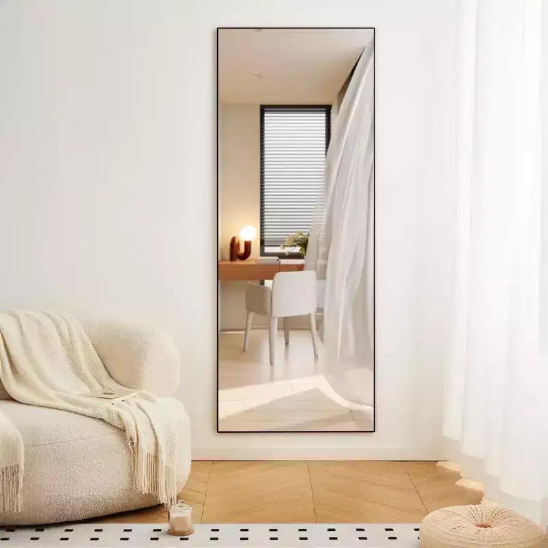 70 x 31 Inch Full Length mirror black Aluminum Alloy Frame, leaning or Wall Mounted, Ideal for Bedroom Living Room and Corridor