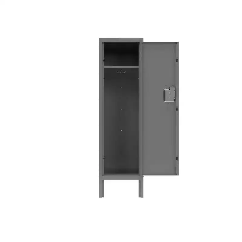 Single Tier Locker Steel Storage Cabinet With 2 Separate Compartments For Home Office School Gym Bedroom, Gray
