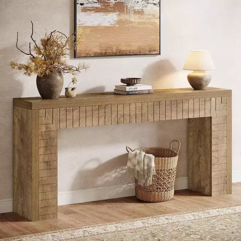 Lantine 70.9-Inch Extra Long Console Table for Entryway, Narrow Sofa Table Behind Couch, Suitable for Hallway, Foyer, Living Room,Brown