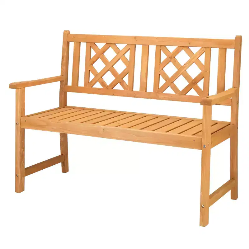 Karl Home | 47-Inch Teak-Colored Solid Wood Patio Bench