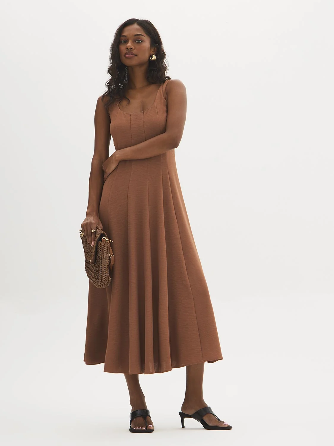 Sleeveless Panel Midi Dress