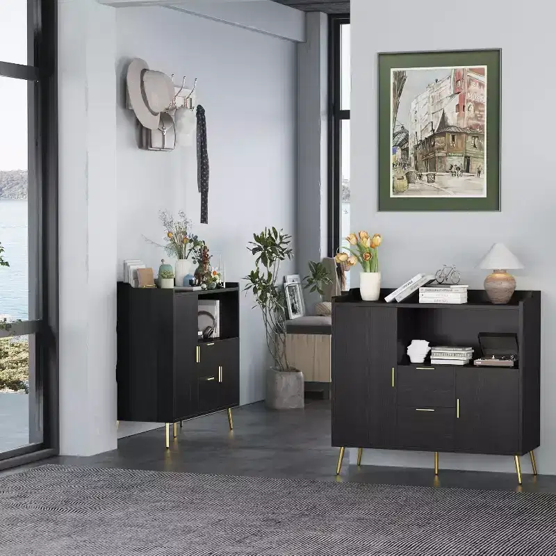 40 Buffet Sideboard Cabinet with Storage, 2 Drawers & 2 Doors, Coffee Bar Kitchen Storage Cabinet for Dining Room, Entryway