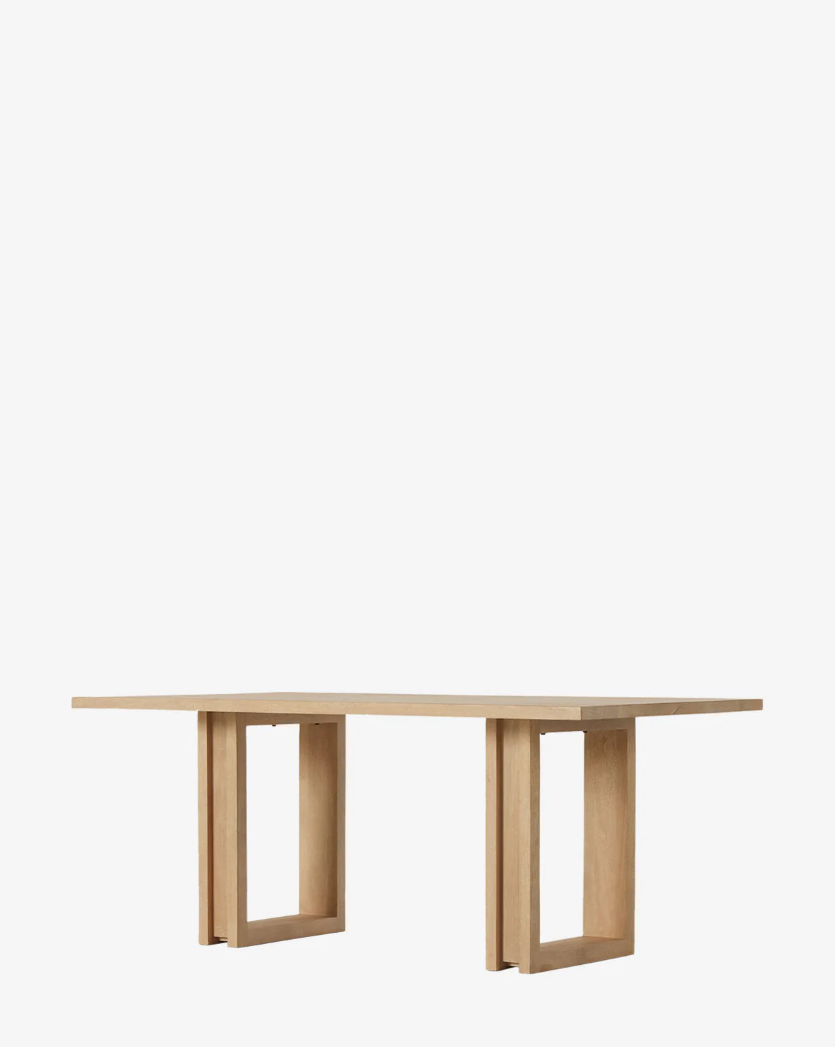 Natural Solid Mango Wood Dining Table with Shapely Base for Dining Room