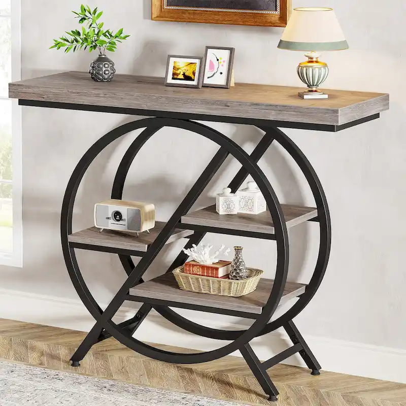 39.4-Inch Console Table, 4- Tier Industrial Entryway Table