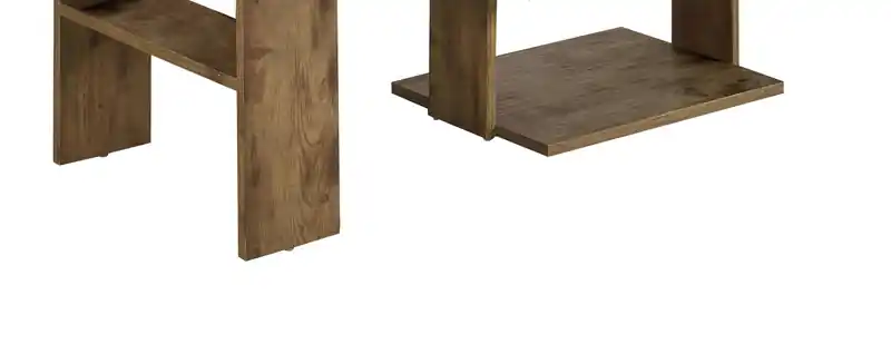 43.3 Rustic Coffee Table with Shelf - Light Pine Finish Wood