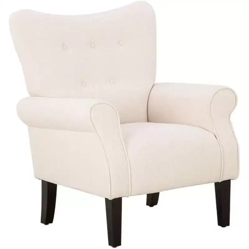 Erommy Mid Century Velvet Tufted Armchair, High Back Accent Chair