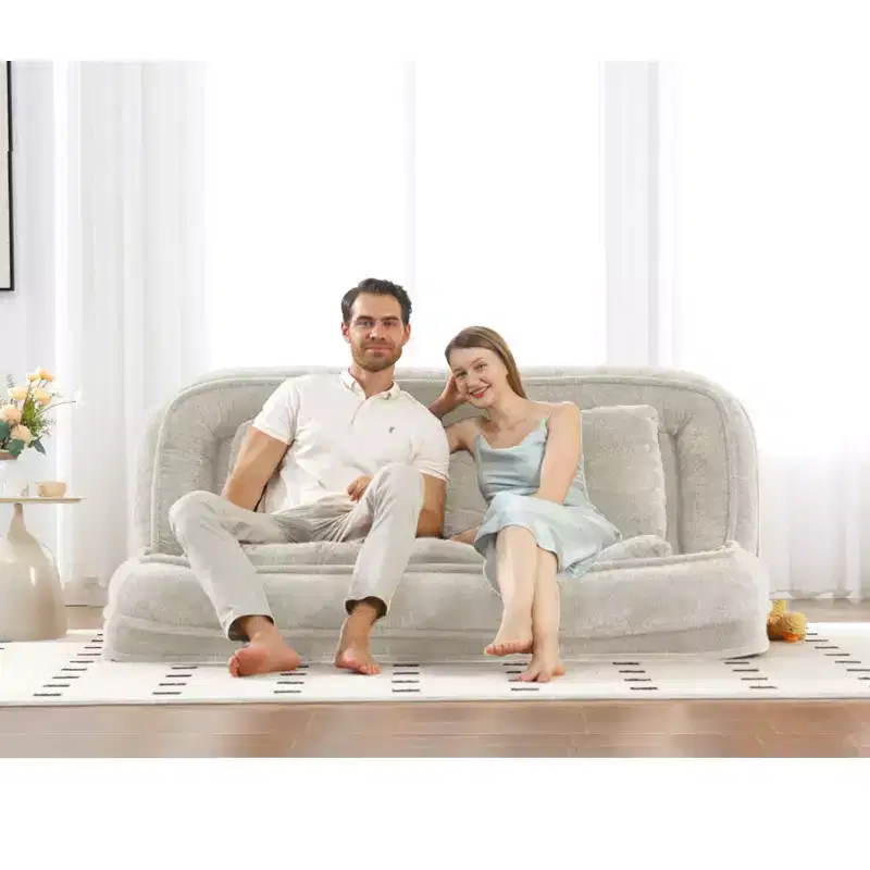 Large Loveseat Floor Bean Bag Human Dog Bed with 5 Adjustable Position,Extra Lazy Chenille 2-in-1 Couch for You & Pets