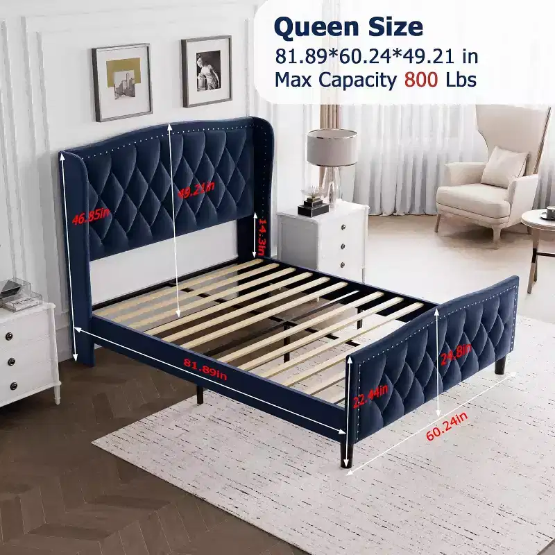 Platform Bed Frame with Storage Headboard, USB Charging Station, 4 Storage Drawers, No Spring Mattress Required, Easy to Assemble, Heavy-Duty Support