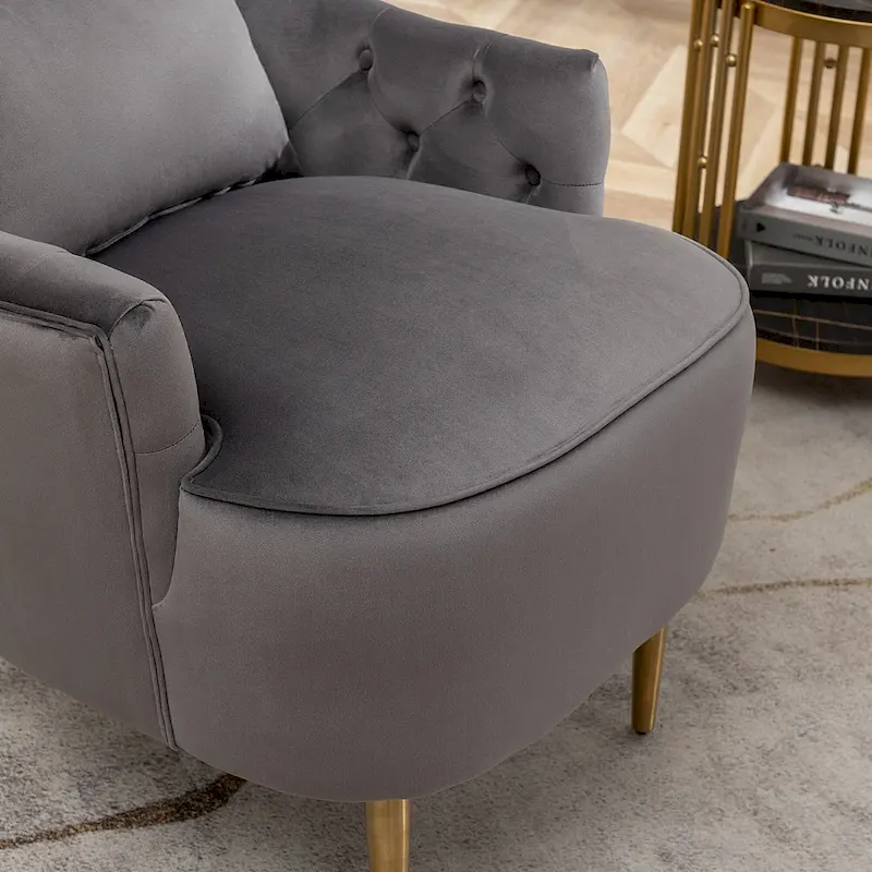 KINWELL Tufted High Wingback Accent Chairs Velvet Armchairs, Set of 2