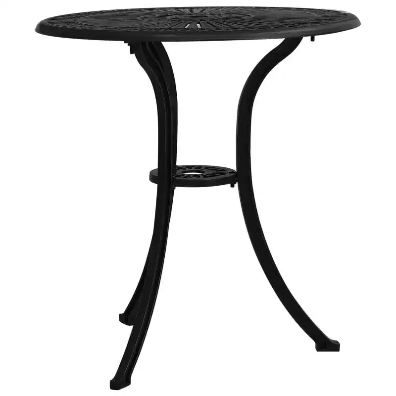 vidaXL Outdoor Dining Table Garden Patio Table with Glass Top Cast Aluminum