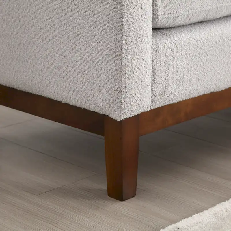 Upholstered Bench Wood Legs and Bolster Pillows