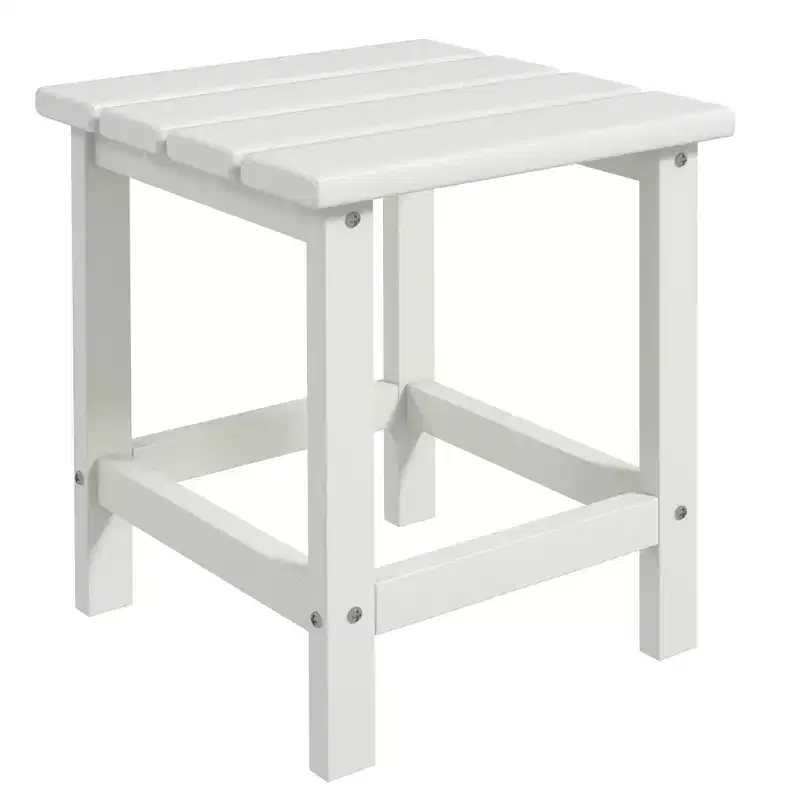 Adirondack Outdoor Side Table HDPE Weather Resistant Patio End Table - White