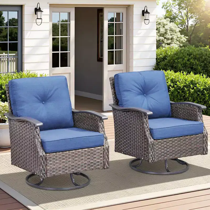 GDFStudio Ashbourne Outdoor Swivel Glider Chair Set with Cushions (Set of 2)