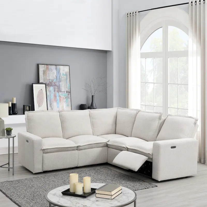 Power Recliner Chair Home Theater Seating Soft Chair with USB Port for Living Room, Bedroom, Theater room, Beige