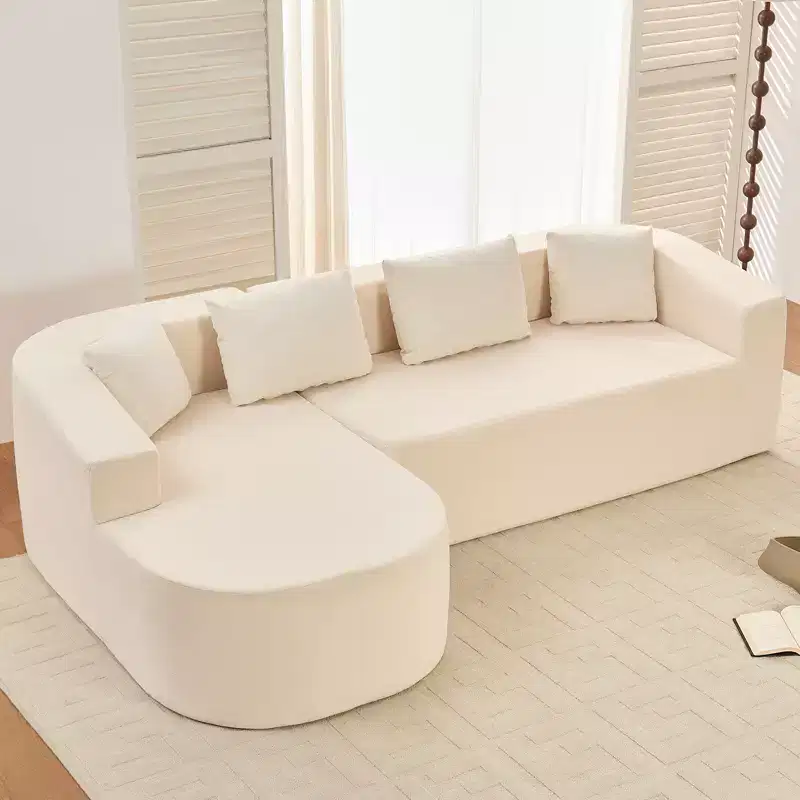 98-Inch Chenille L-Shape Sectional Sofa with Curved Chaise, Modern Cloud 3-Seater, No Assembly Required