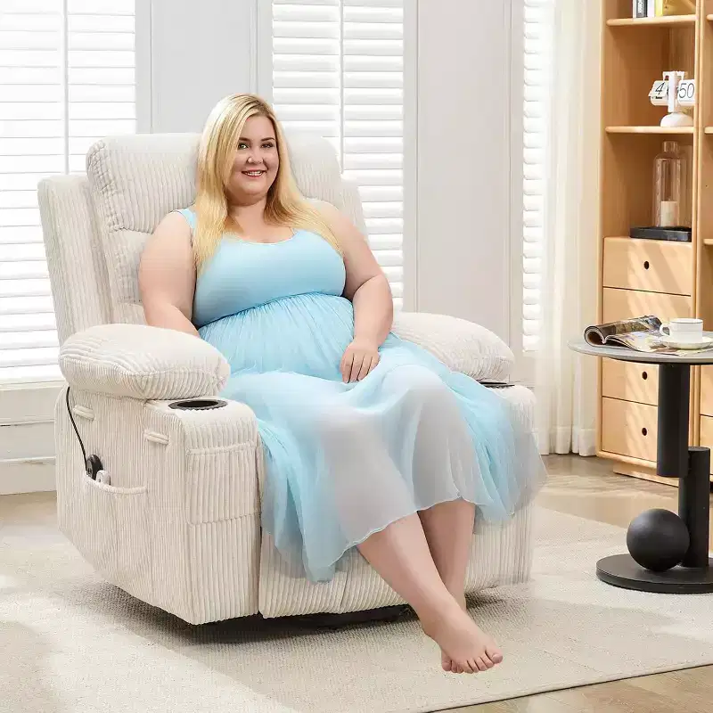 Lift Recliner Chair with Massage & Heat, Oversized Power Recliners, Home Theater Seat with 2 Cup Holders Side, Glider Reclining Single Sofa Chair