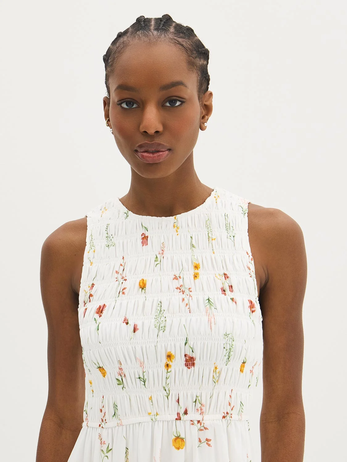 Floral Smocked Midi Dress
