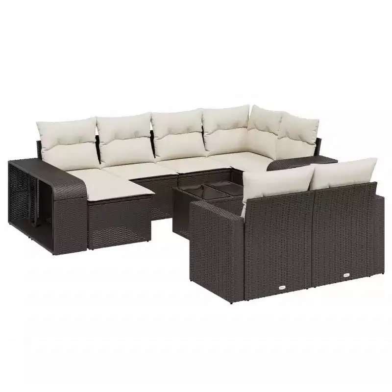 vidaXL Garden Sofa Set Black Poly Rattan Large Water-resistant materials