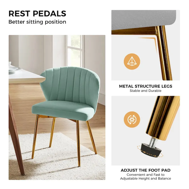 Luna Modern Glam Upholstered Tufted Back Side Accent Dining Chair with Small Base by HULALA HOME