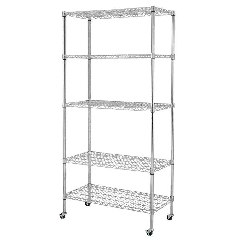 5-Tier Steel Wire Shelving with Wheels
