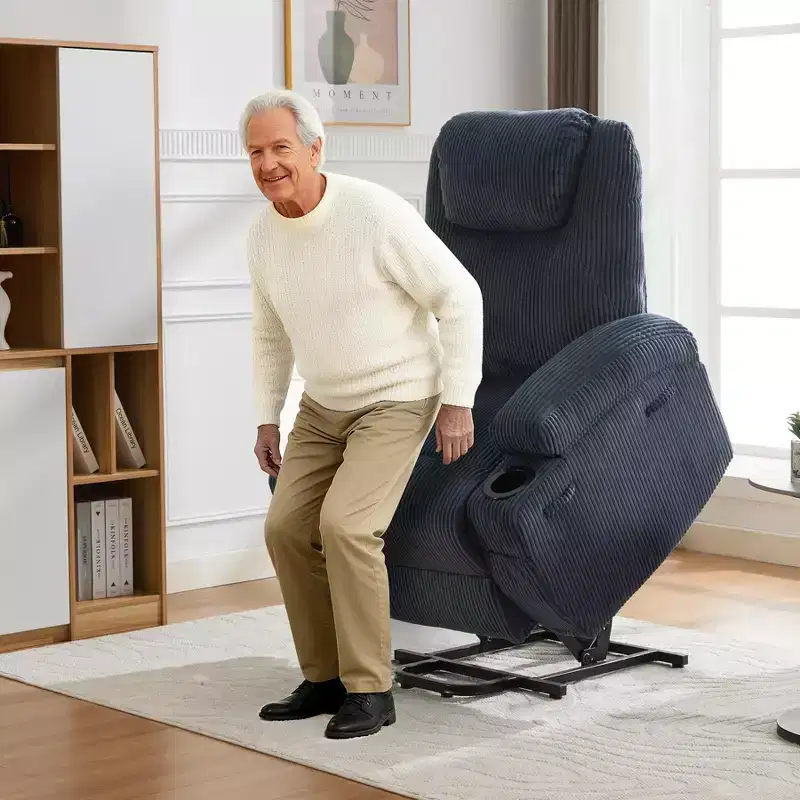 Electric Power Lift Recliner Chair for Elderly Power Lift Reclining Sofa for Living Room with Massage & Heat,Side Pockets and 2 Cup Holders