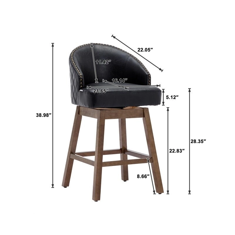 Swivel Wood Counter Height Bar Stools with Footrest (Set of 2)