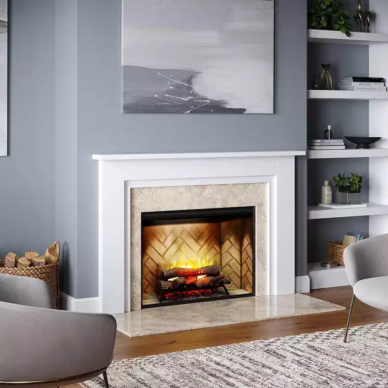 Wood Fireplace Mantel Surround Kit with Shelf and Trim, Poplar Wooden Chimney Mantel Surround with Shelf