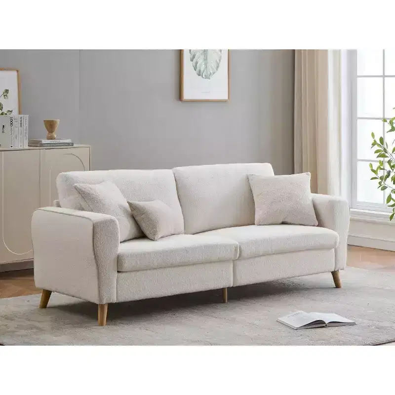 84 Sofa, 3 Seater Couch for Living Room, Modern Loveseat, Boucle Sofa with Deep Seats and Wide Armrests, Wood Legs, Easy Assembly for Home