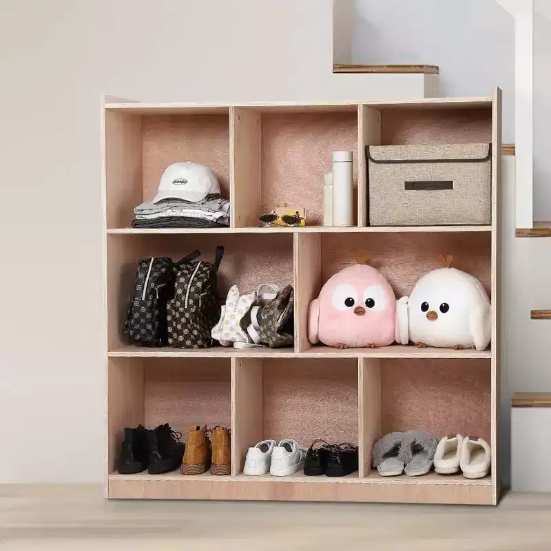 8-Cubby Mobile Storage Toy Shelves for Home, School & Daycare, Rolling Wheels, Plywood