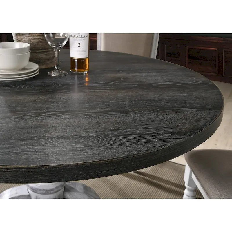 Roundhill Furniture Iris Weathered White Wood 5-Piece Dining Set