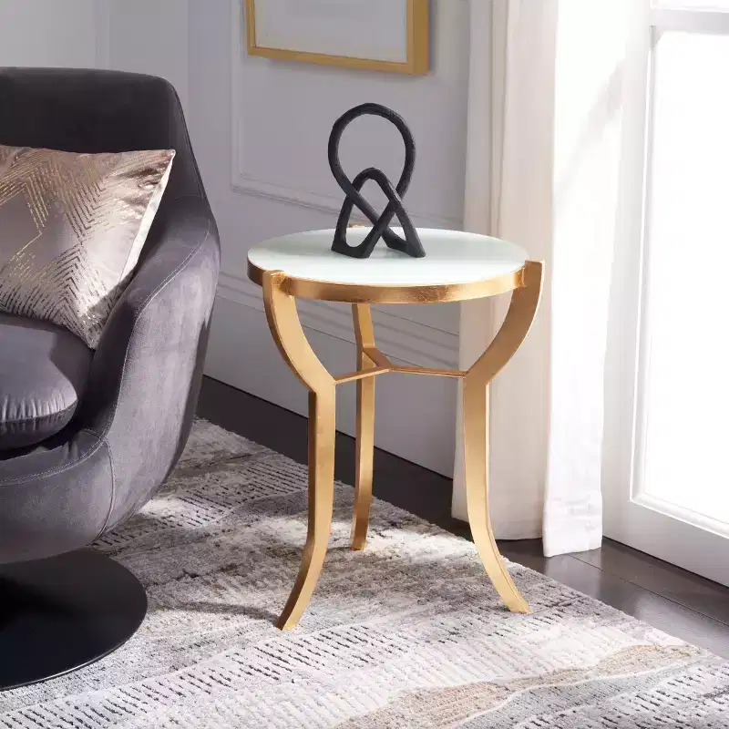 Ormond Accent Table - FOX2530A - Gold/White - Safavieh Couture