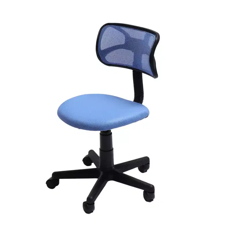 FurnituureR Desk Chair Low-Back, Mesh Study Task Chair Armless Ergonomic Swivel Adjustable Rolling Seating for Home Office Bedroom Study, Blue