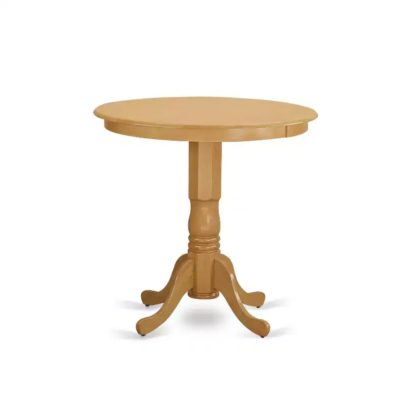 HomeStock JAPB5-OAK-W 5 Piece Counter Height Dining Set Round Table 4 Chairs Oak