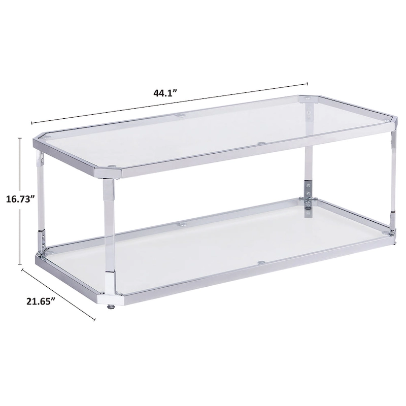 Chrome Coffee Tables Glass Coffee Table with Shelf