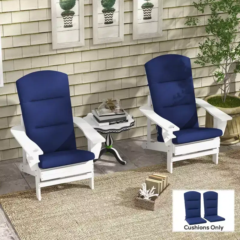 Outdoor Chair Cushions for Adirondack Chair, Replacement Cushions with Ties, Seat & Back Cushion, Blue