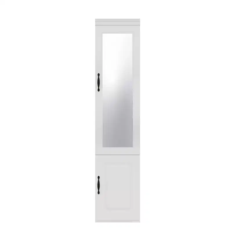 White Wood 15.75 in. Armoire with Mirror and 2 Doors